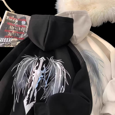 中大童高街翅膀印花男童连帽卫衣