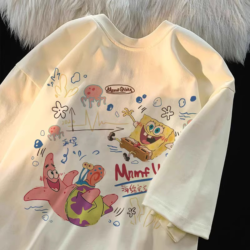 海绵宝宝卡通儿童纯棉短袖t恤男