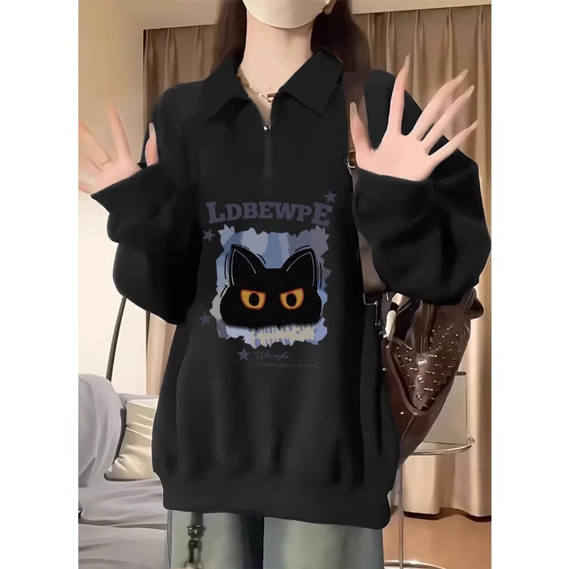 中大童POLO领半拉链卫衣男女童秋