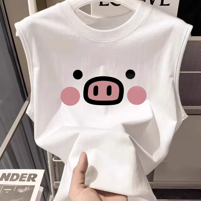 儿童卡通纯棉无袖背心T恤男女童