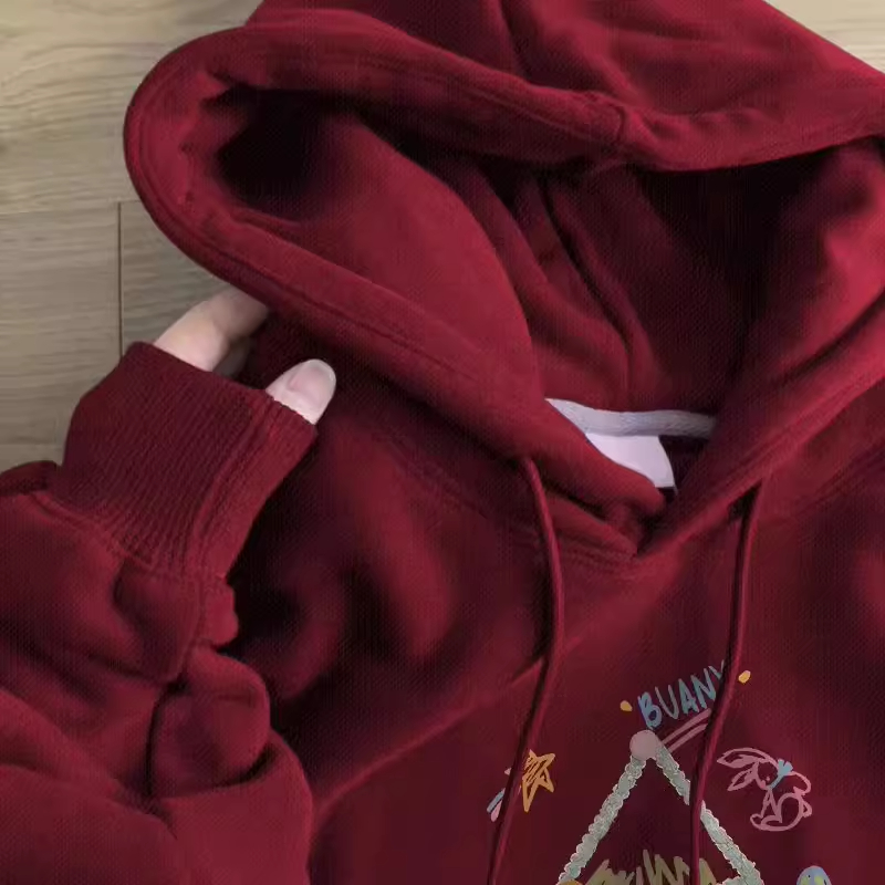 男女童圣诞节涂鸦印花连帽卫衣潮