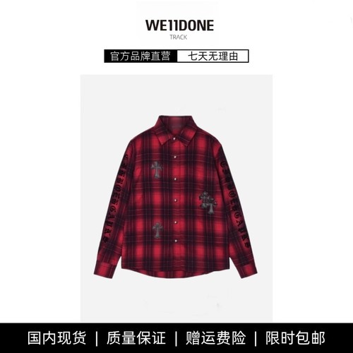 【现货】WE11DONE TRACK宽松百搭长袖POLO领外套男女复古格子衬衫