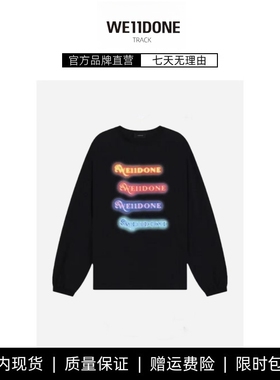 【现货】WE11DONE TRACK纯棉重磅彩色霓虹logo印花长袖宽松T恤潮