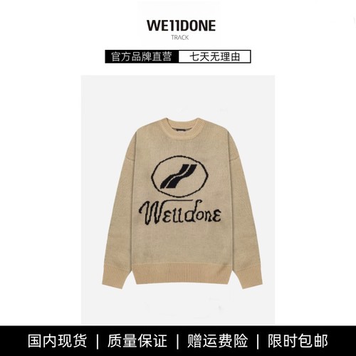 【现货】WE11DONE TRACK毛衣男女美式宽松重磅秋冬慵懒风字母弹幕