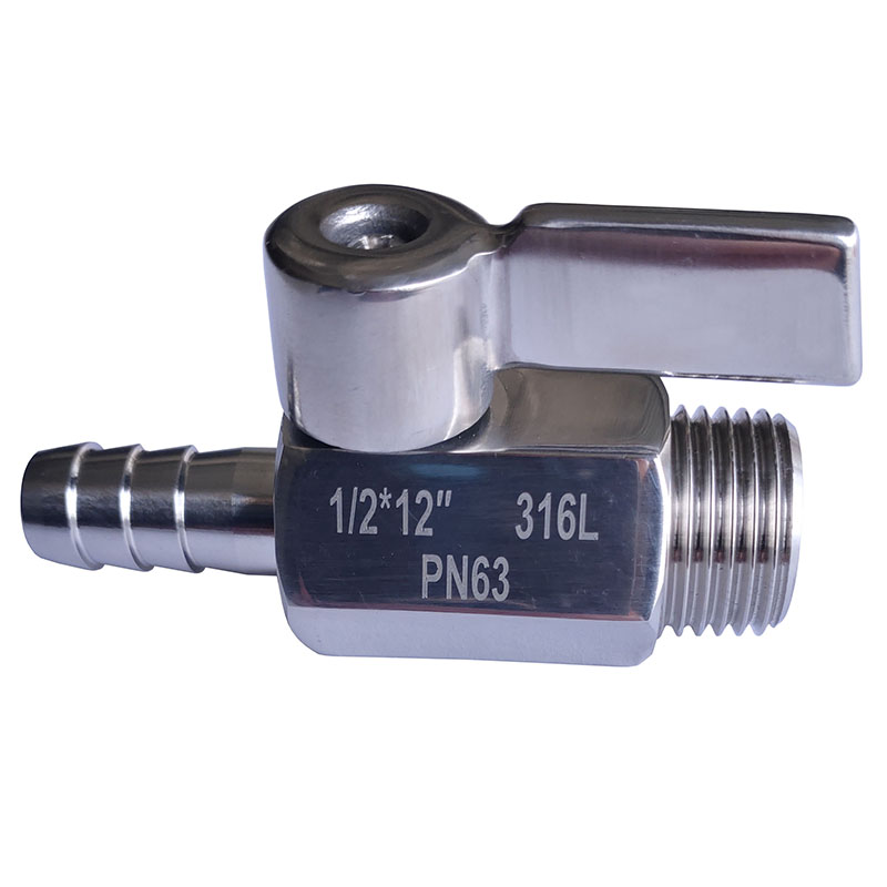 316L不锈钢宝塔迷你球阀 卫生级外丝宝塔软管接头 小型水暖开关阀