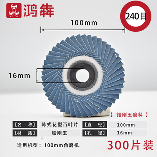 韩式百页片蓝砂软片锆刚玉花叶轮不锈钢砂布轮金属打磨片兰沙百叶