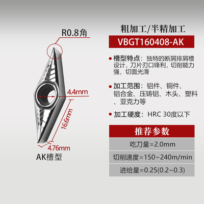 35度尖角尖刀刀粒VBGT外圆内孔仿形数控车刀片VBMT110304/160404