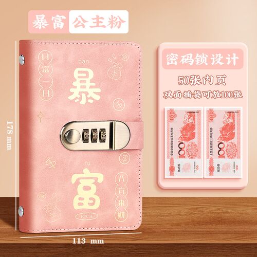 2025新款暴富密码锁现金存钱本高颜值多功能可放钱一万元纸币收纳