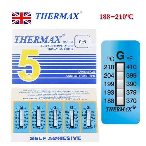 温度贴纸 测温纸英国thermax热敏感温纸温度标签贴温度条8格10格