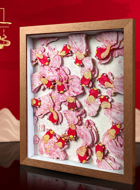 锦鲤桌面摆件玄关非遗剪纸文创乔迁礼物创意礼品书房高端创意招财