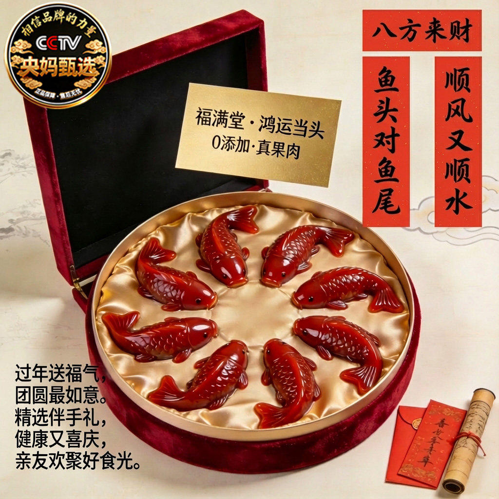 锦鲤山楂鱼八方来财山楂鱼糕年夜饭摆盘元宝果冻山楂糕官方旗舰店
