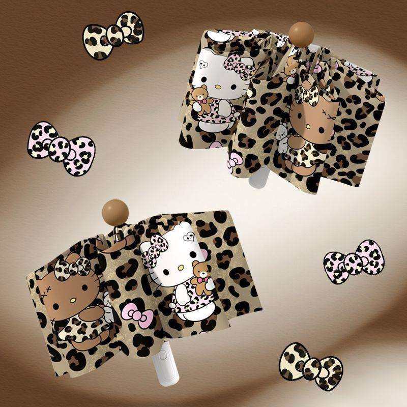 复古豹纹kt猫雨伞便携折叠简约全自动伞女晴雨两用遮阳太阳伞,纺织面料/辅料/配套,纺织机械配件,淘宝优惠券,粉丝福利购,淘宝优惠卷