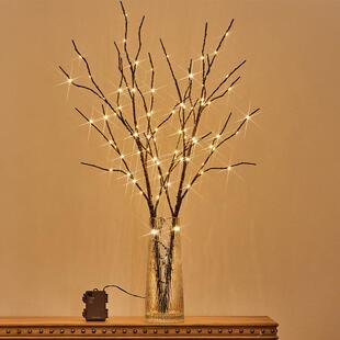 LED仿真棕色柳树枝灯串卧室装饰室外发光灯家居摆件节日氛围