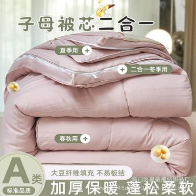 全棉二合一子母被子加厚保暖单双人冬被芯春秋被A类纯棉提花棉絮