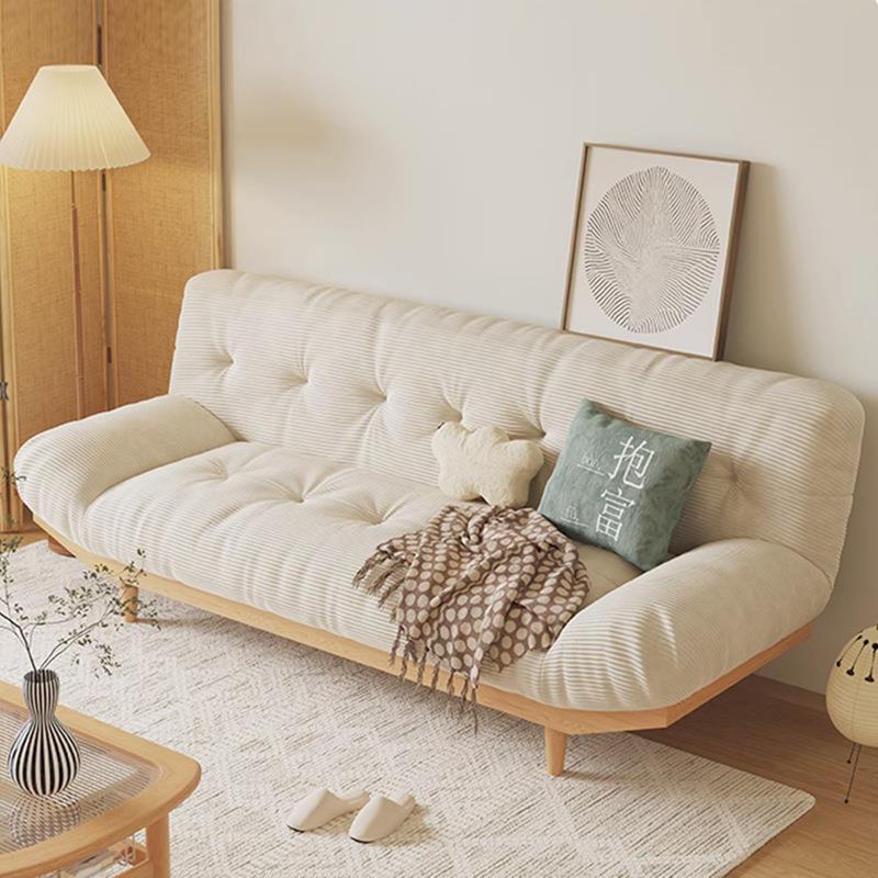 云朵沙发床客厅灯芯绒沙发折叠两用原木小户型双人日式实木沙发床