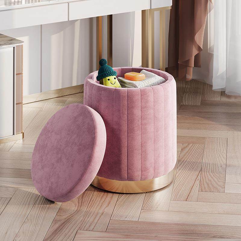 轻奢化妆凳卧室网红现代简约收纳储物小圆凳梳妆台椅子矮凳子坐墩