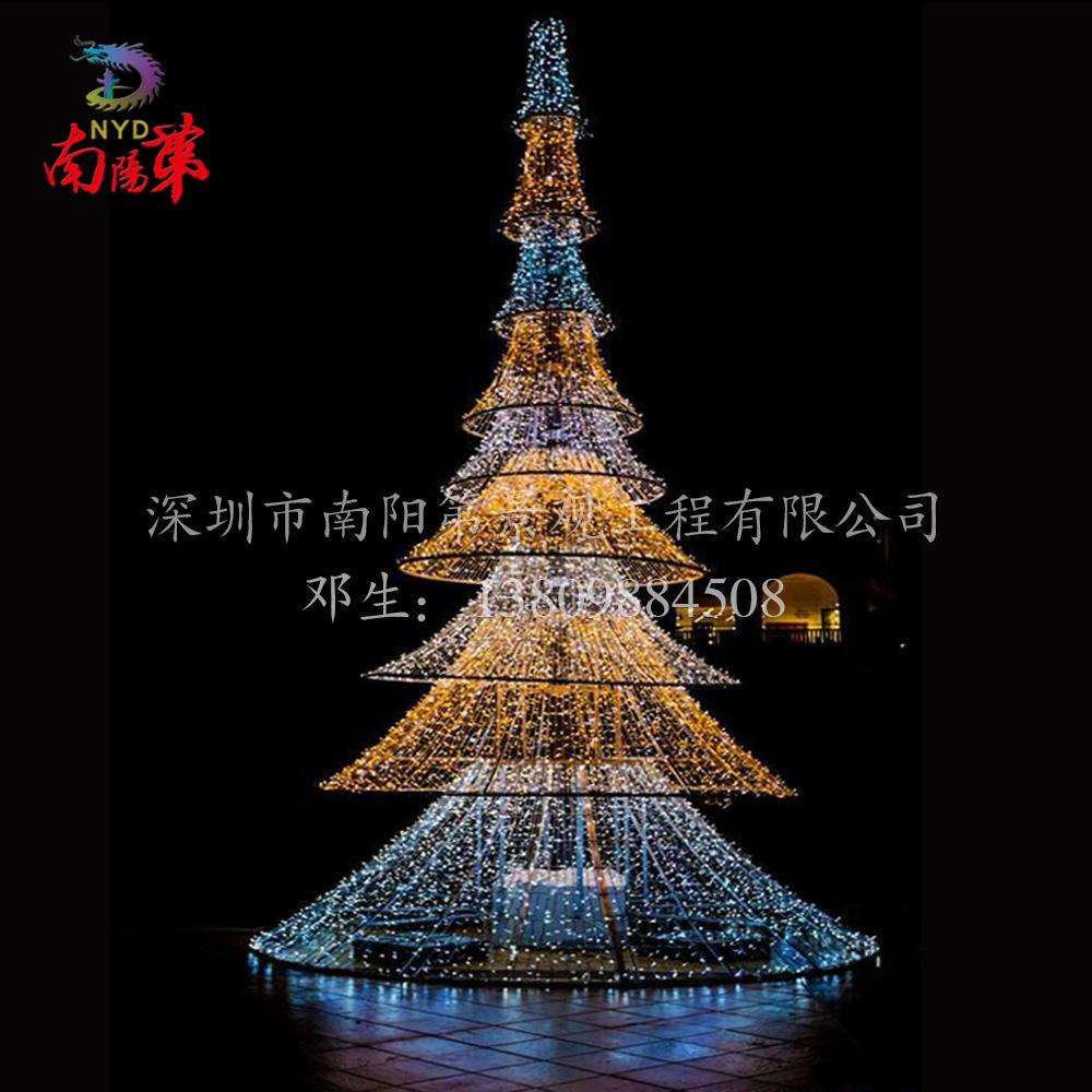 2021松树形圣诞树多层灯光树创意户外圣诞灯饰节日庆典灯饰