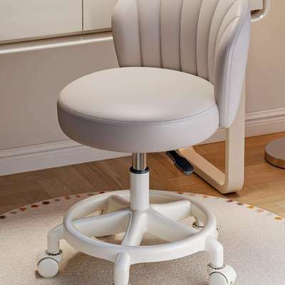 家用椅子靠背梳妆台凳子女生卧室升降转椅美甲凳滑轮奶油风化妆椅