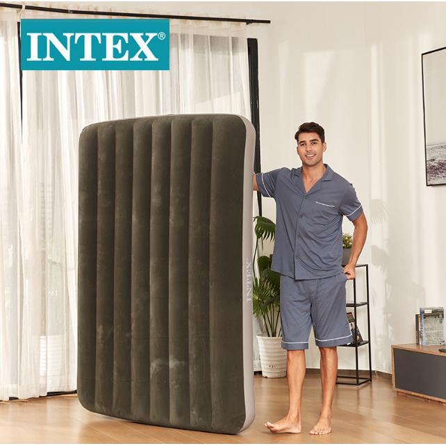 INTEX加厚充气床线拉款植绒气垫床露营气垫床户外双人便携空气床