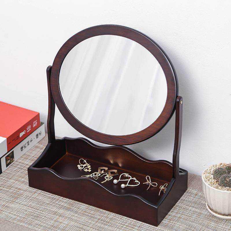 木质桌面台式家用卧室梳妆镜台化妆镜圆形可旋转高清镜子复古简约,畜牧/养殖物资,畜牧/养殖器械,淘宝优惠券,粉丝福利购,淘宝优惠卷