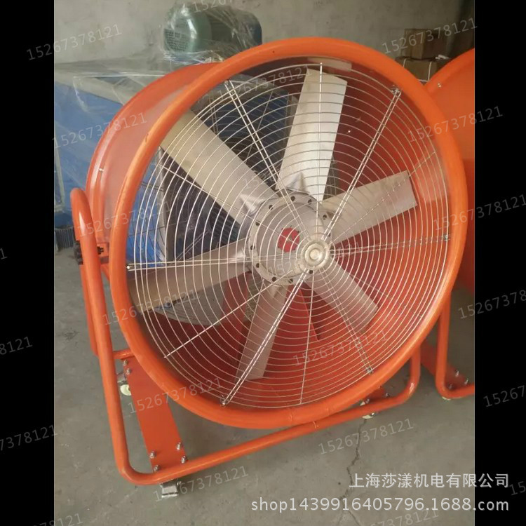 便携移动轴流风机600手提式船用轴流通风机铝叶轮大风量风机风管