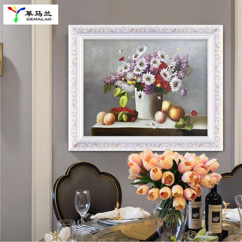 餐厅装饰画现代简约两联水果静物油画厨房饭厅饭店挂画墙画壁画图片