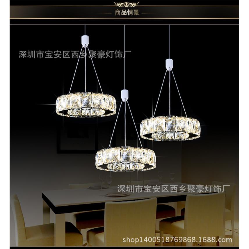餐厅吊灯现代简约三头单头创意餐桌灯大气饭厅led圆形水晶灯具
