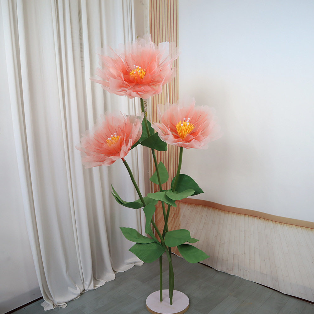 橱窗展示花仿真纱花婚庆布置户外活动装饰丝网牡丹假花套装批发