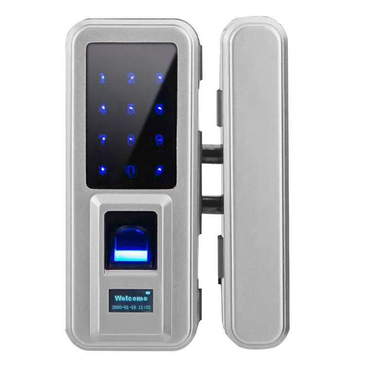 现货免打孔玻璃门锁磁卡电子智能锁密码办公室玻璃门指纹锁