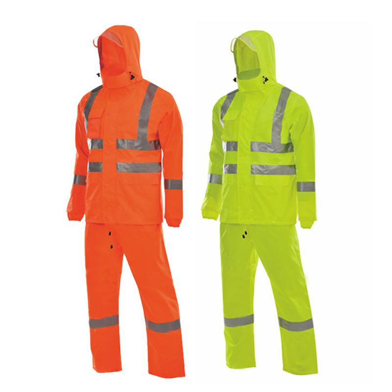 安大叔D763/C890反光雨衣户外公路运输建筑机场PU雨衣