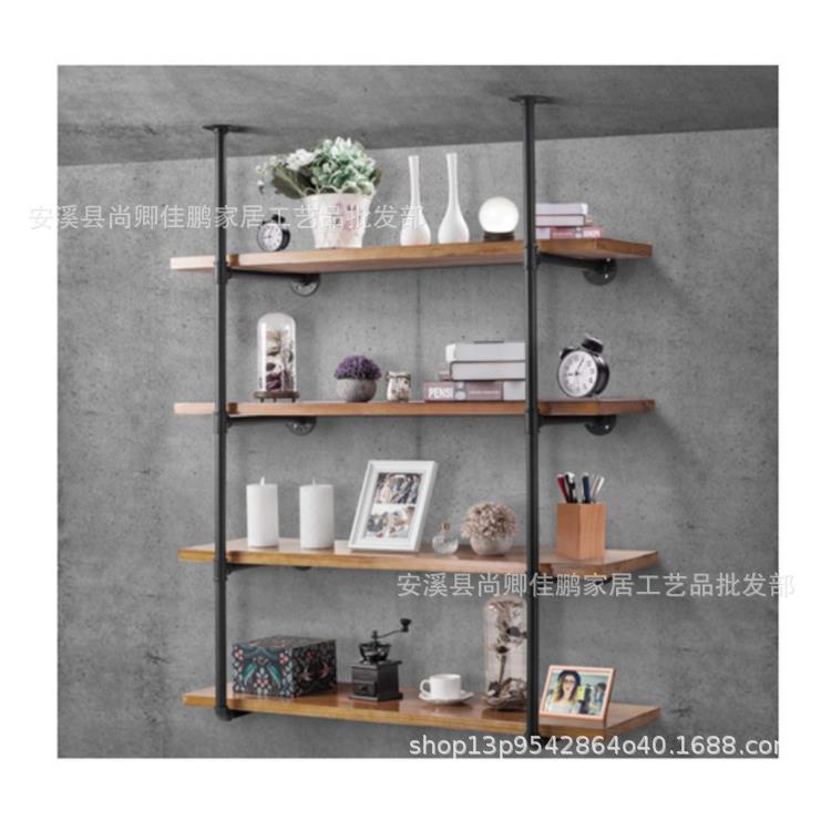 美式工业风铁艺水管层板置物架墙上装饰展示架复古实木隔板壁挂