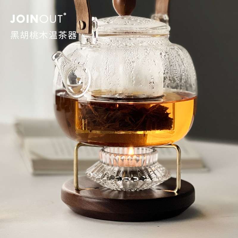 黑胡桃木蜡烛温茶器底座居家办公户外露营氛围便携泡茶暖茶温茶台