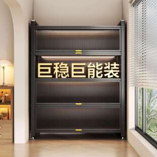 阳台收纳柜落地多层置物架子书房家用防尘多功能橱柜钢制储物柜子