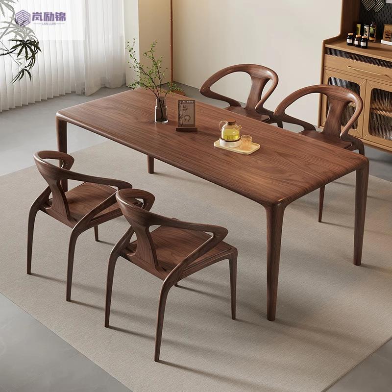 南美黑胡桃木长方形餐桌全实木饭桌客厅家用大板桌工作台书桌茶桌