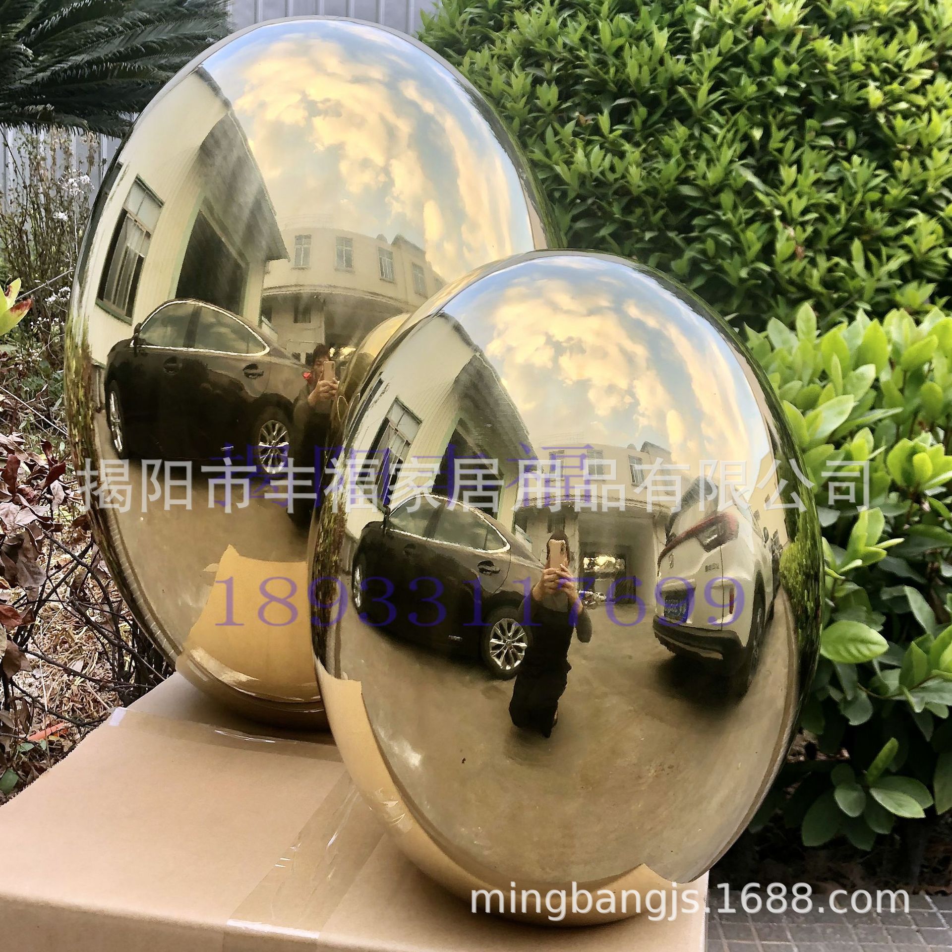 不锈钢空心椭圆球 蛋形装饰球 镜面椭圆形金属球 橄榄形空心球