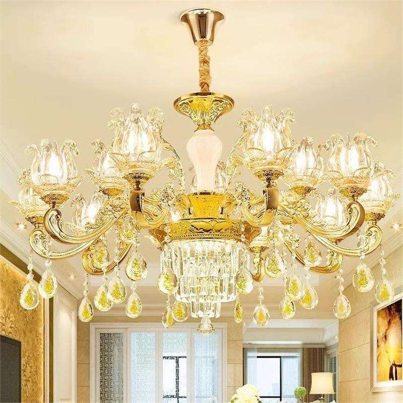 高端欧式水晶吊灯2024年新款奢华大气轻奢客厅灯餐厅卧室中山灯具