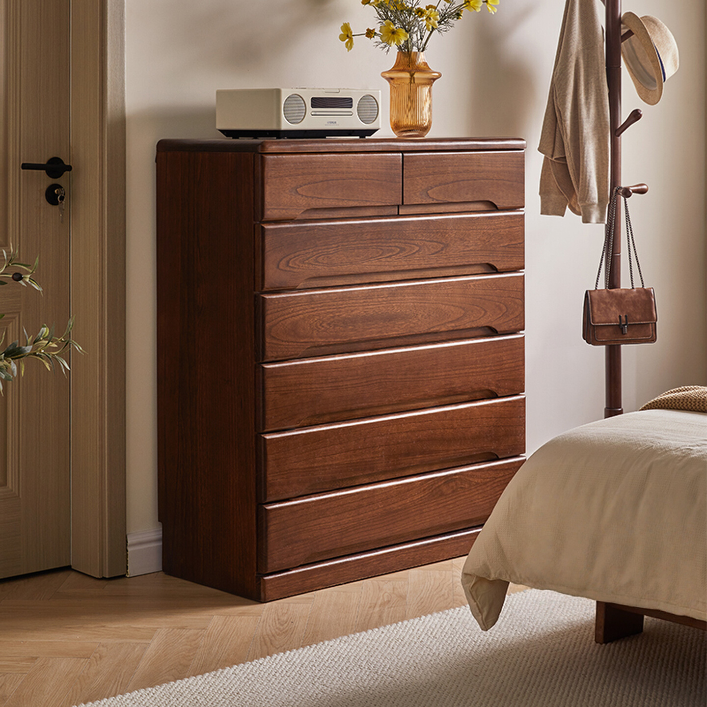 纯天然实木五斗柜七斗柜置物柜卧室储物收纳柜大容量抽屉柜床尾柜