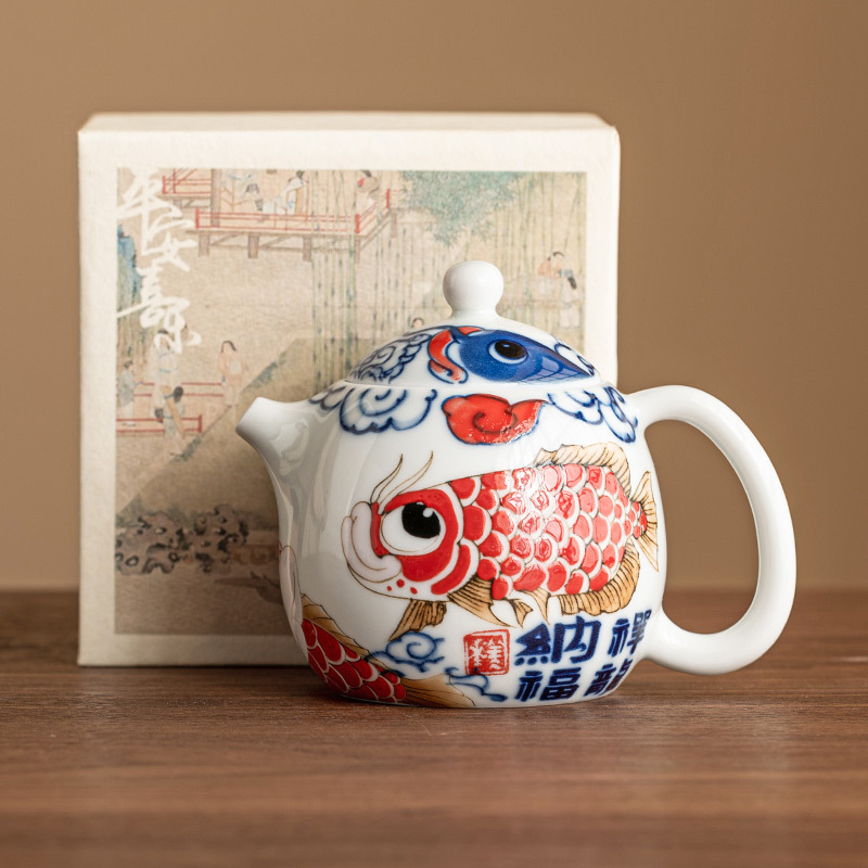 祥龙纳福茶壶泡茶家用单壶中式功夫茶具2025新款带过滤陶瓷龙旦壶