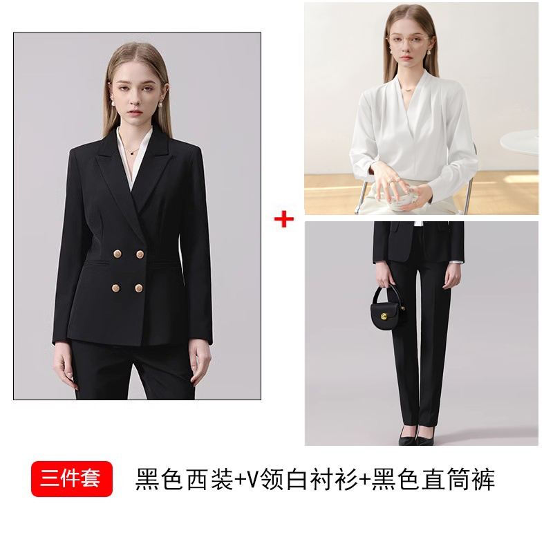 thumbnail for College student interview formal suit, women's suit, high-end waist, black suit, jacket, temperament, professional clothes, work clothes