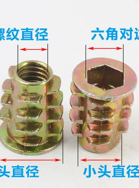 内外牙螺母锌合金沉头内六角带介M45M6M8M10木制板家具预埋螺丝帽