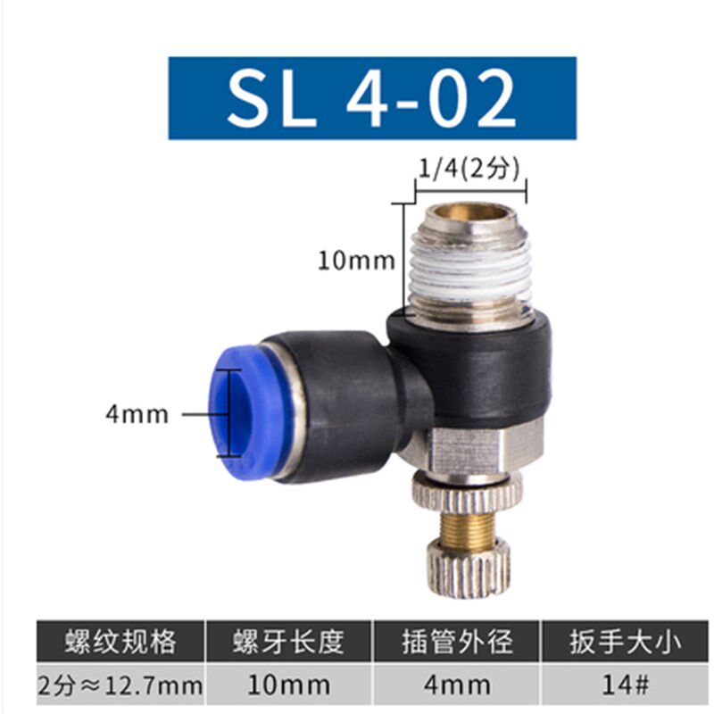 气缸快速接头调速开关阀节流阀SLA04 06 08 10 12 M5气管调节阀