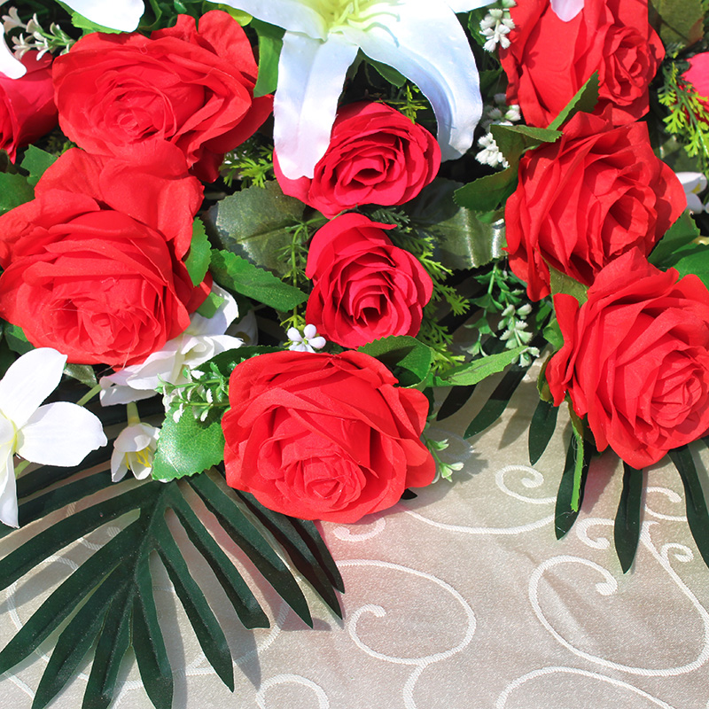 仿真圆形台花束酒店餐桌装饰花塑料假花餐厅大圆桌电动转盘摆放花