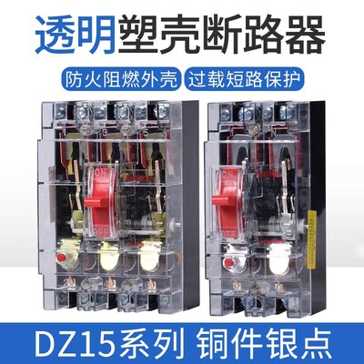DZ15-100/390 40/290 63A透明空气开关2P 3P塑壳断路器 短路