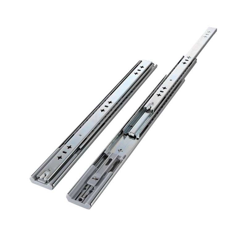 53宽带锁重型抽屉轨道滑轨承重导轨缓冲阻尼三节全拉滑道工业道轨