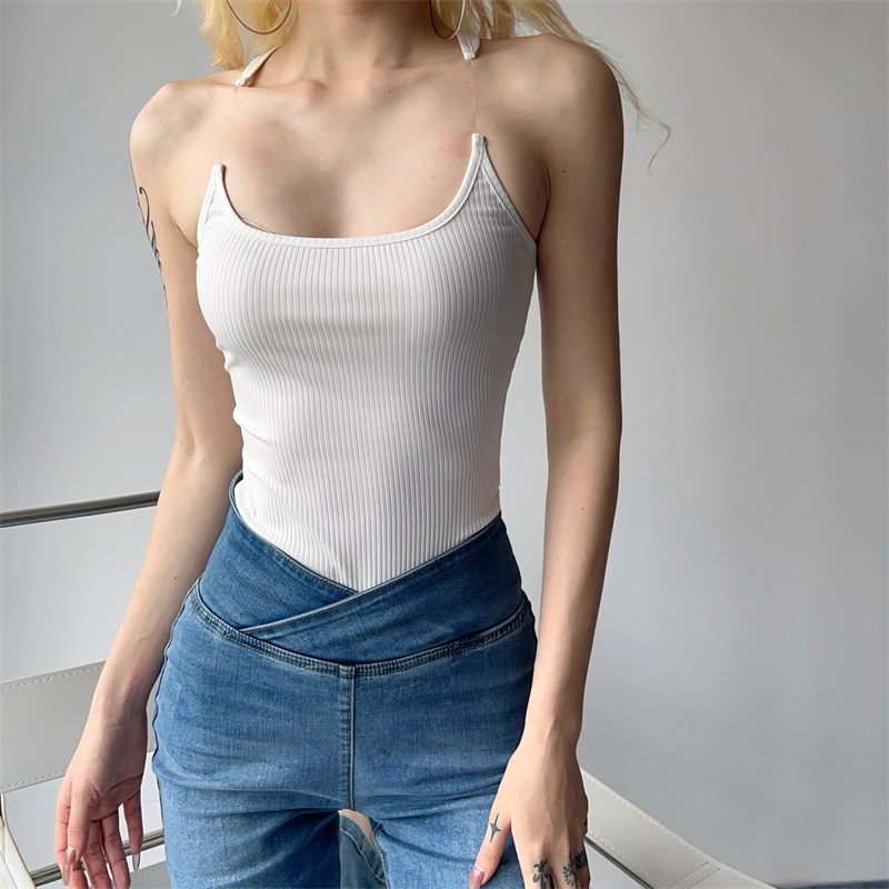 速发uSisj#ly#夏日错酷清冷感ch视觉甜位肩带百搭吊带潮