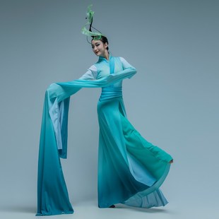 速发古典舞蹈演出服茶气意暖水袖 舞蹈表演服仙春中国风采茶艺服