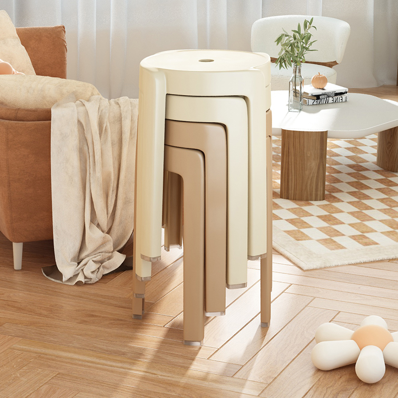 速发塑料凳子家简加厚椅子约叠放圆凳用可餐桌高板凳风车胶凳备用