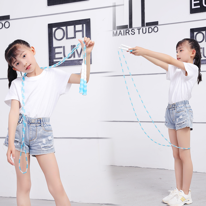速发体节跳绳儿童小学花竹育中考生式跳绳健身运动珠节绳