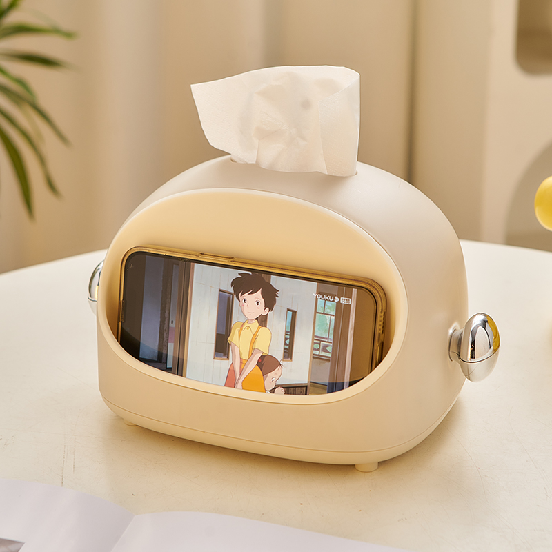 速发奶油风家用厅面盒摆件桌巾客纸卧室创意多功能弹簧收纳盒