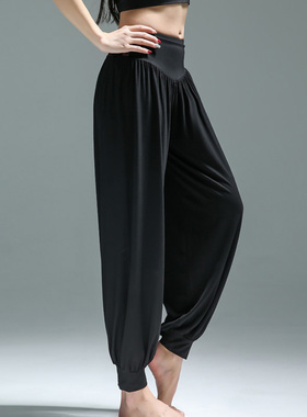 速发舞蹈裤黑色宽卜练功裤收口莫代尔萝松裤舞蹈服套装瑜伽裤灯笼
